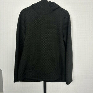 𝅺vguc Zyia Black Quilted Hoodie with kangaroo pocket, Size L
